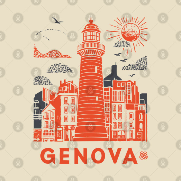 Genoa Italy - Vintage Graphic Travel Poster by TuncGK