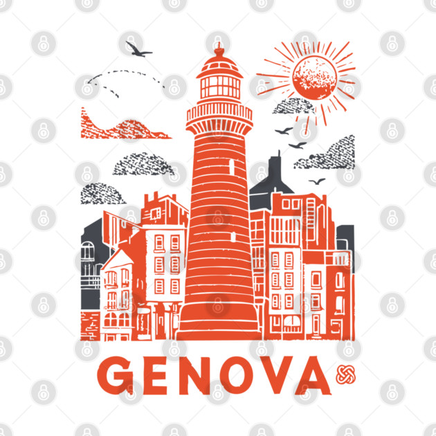 Genoa Italy - Vintage Graphic Travel Poster by TuncGK