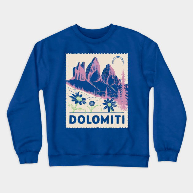 The Dolomites Italy - Retro Alpine Meadow Crewneck Sweatshirt by TuncGK