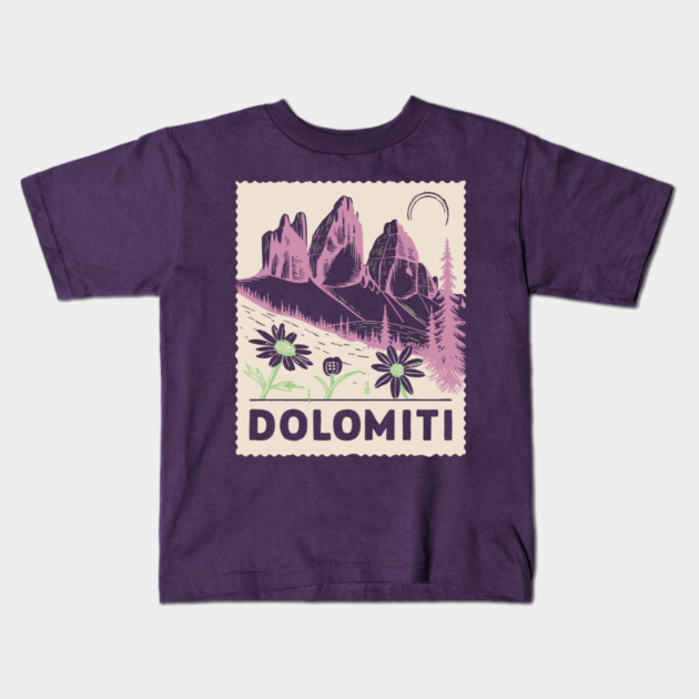 The Dolomites Italy - Retro Alpine Meadow Kids T-Shirt by TuncGK