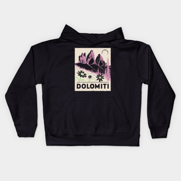 The Dolomites Italy - Retro Alpine Meadow Kids Hoodie by TuncGK