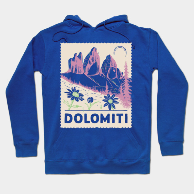 The Dolomites Italy - Retro Alpine Meadow Hoodie by TuncGK