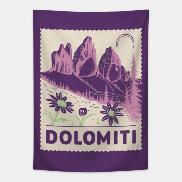 The Dolomites Italy - Retro Alpine Meadow Tapestry by TuncGK
