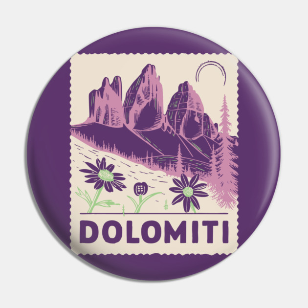The Dolomites Italy - Retro Alpine Meadow Pin by TuncGK