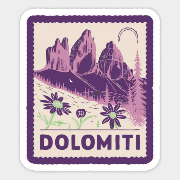 The Dolomites Italy - Retro Alpine Meadow Magnet by TuncGK