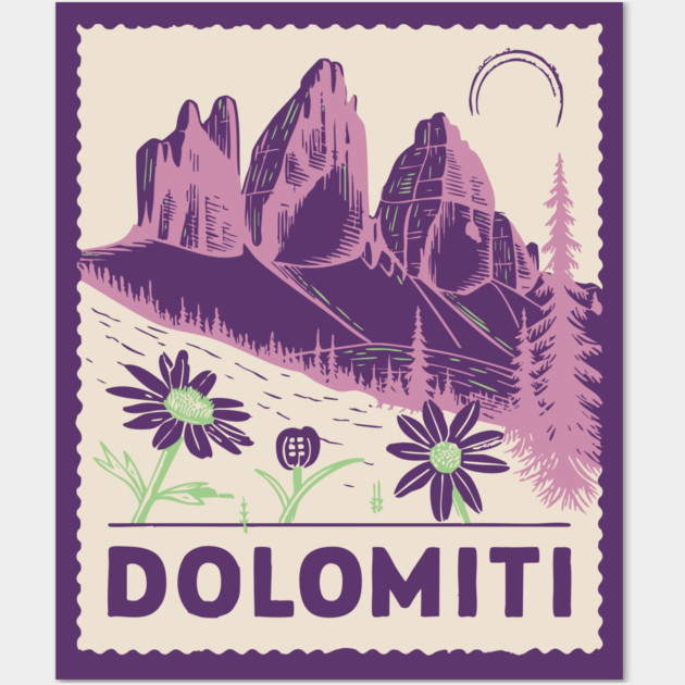 The Dolomites Italy - Retro Alpine Meadow Wall Art by TuncGK