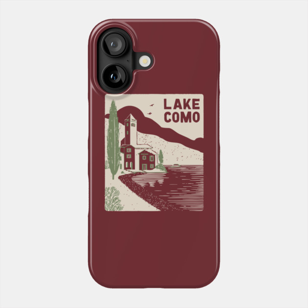 Lake Como Italy - Minimalist Villa Linework Phone Case by TuncGK