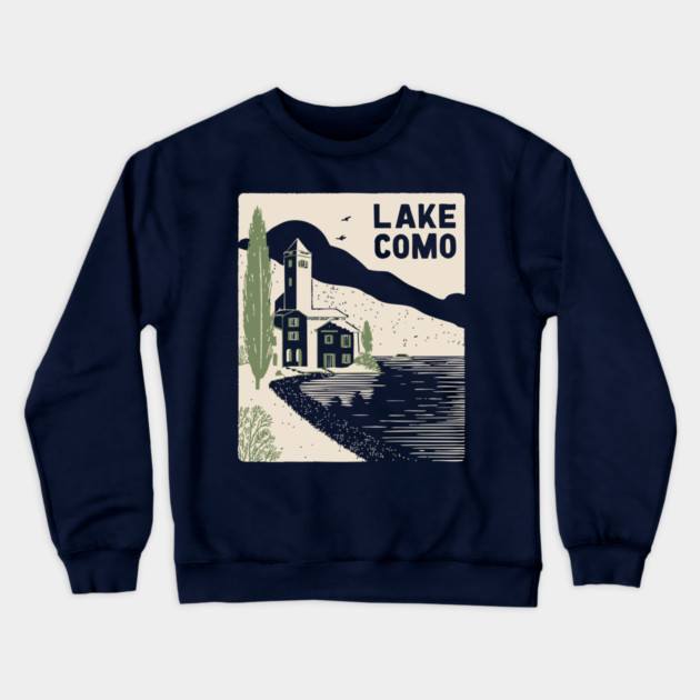 Lake Como Italy - Minimalist Villa Linework Crewneck Sweatshirt by TuncGK