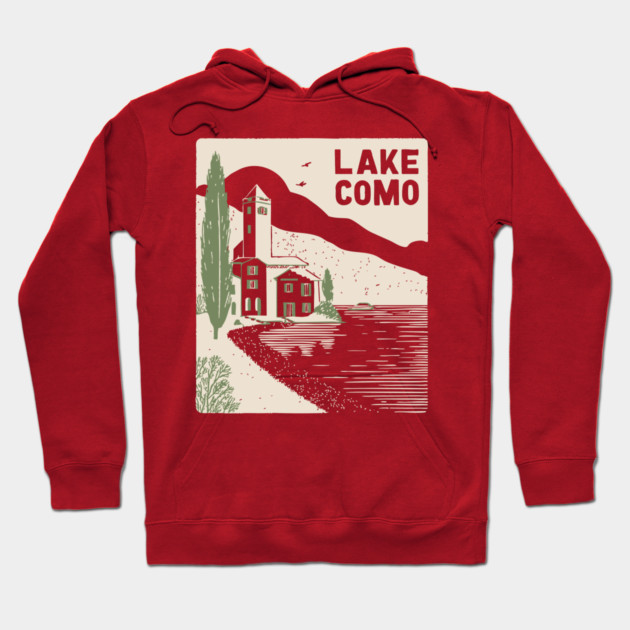 Lake Como Italy - Minimalist Villa Linework Hoodie by TuncGK