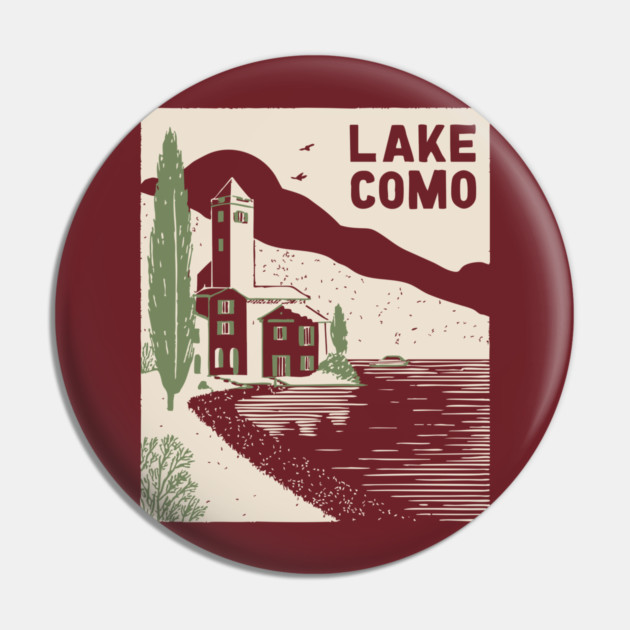 Lake Como Italy - Minimalist Villa Linework Pin by TuncGK