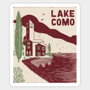 Lake Como Italy - Minimalist Villa Linework Sticker