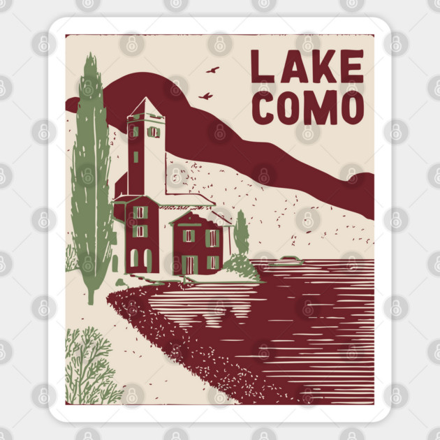 Lake Como Italy - Minimalist Villa Linework Sticker by TuncGK