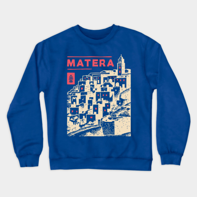Matera Italy - Vintage Graphic Travel Poster Crewneck Sweatshirt by TuncGK