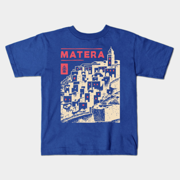 Matera Italy - Vintage Graphic Travel Poster Kids T-Shirt by TuncGK