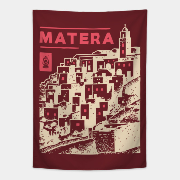 Matera Italy - Vintage Graphic Travel Poster Tapestry by TuncGK