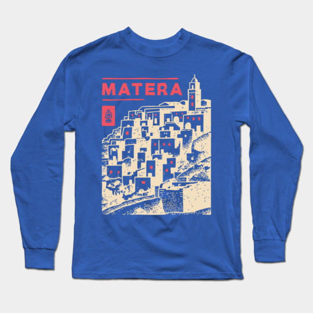 Matera Italy - Vintage Graphic Travel Poster Long Sleeve T-Shirt by TuncGK