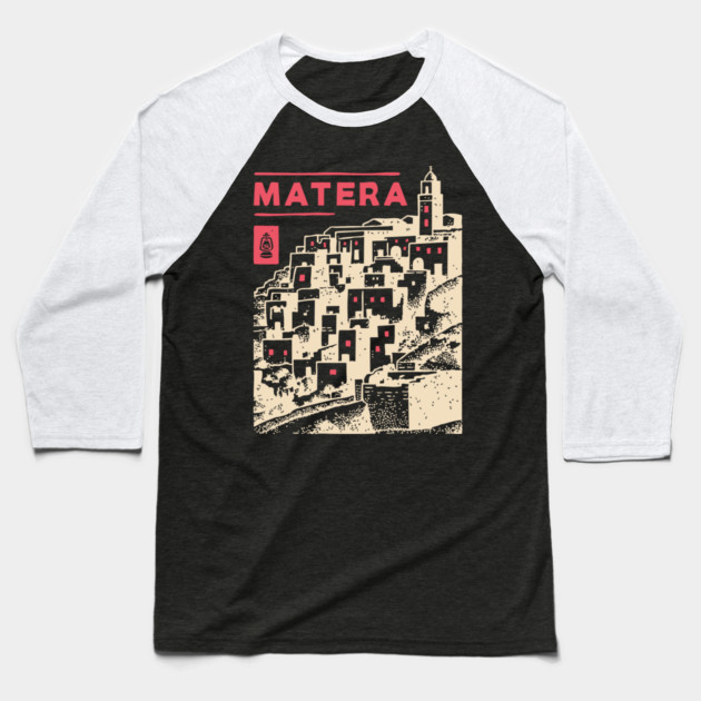 Matera Italy - Vintage Graphic Travel Poster Baseball T-Shirt by TuncGK