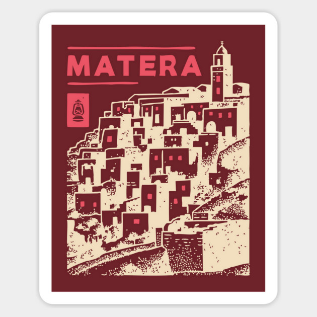 Matera Italy - Vintage Graphic Travel Poster Magnet by TuncGK