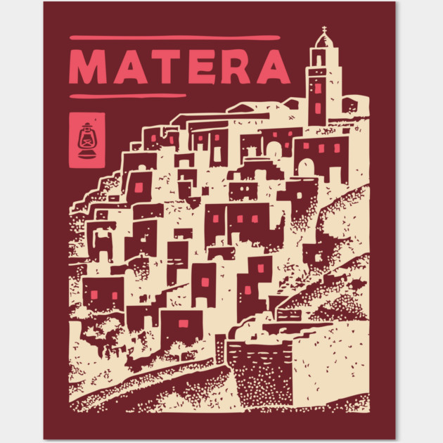 Matera Italy - Vintage Graphic Travel Poster Wall Art by TuncGK