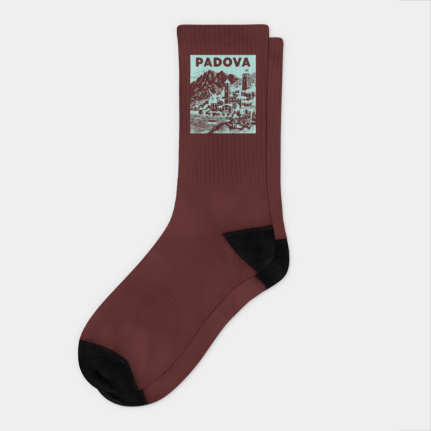 Padua Italy - Retro Mountain Scenery Socks by TuncGK