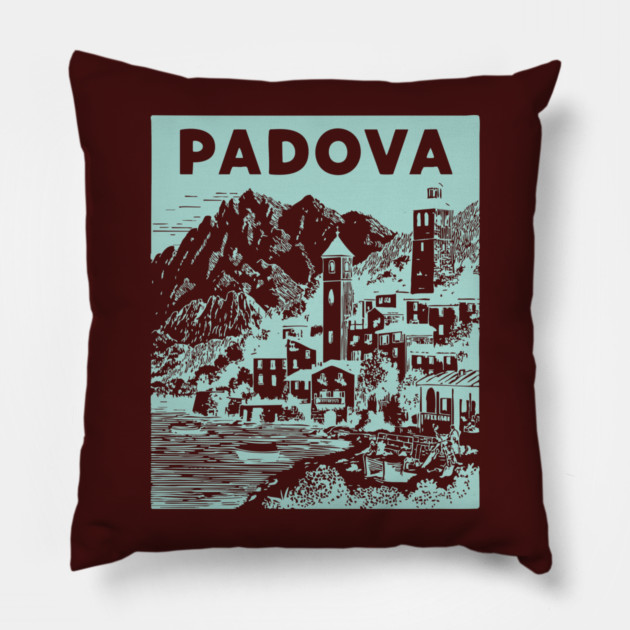 Padua Italy - Retro Mountain Scenery Pillow by TuncGK