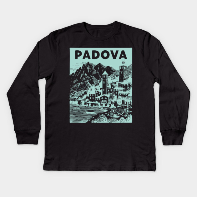 Padua Italy - Retro Mountain Scenery Kids Long Sleeve T-Shirt by TuncGK