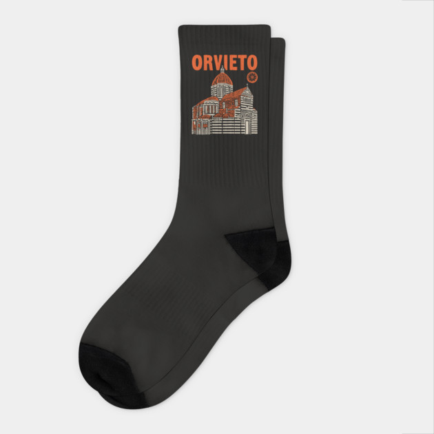 Orvieto Italy - Vintage Graphic Travel Poster Socks by TuncGK