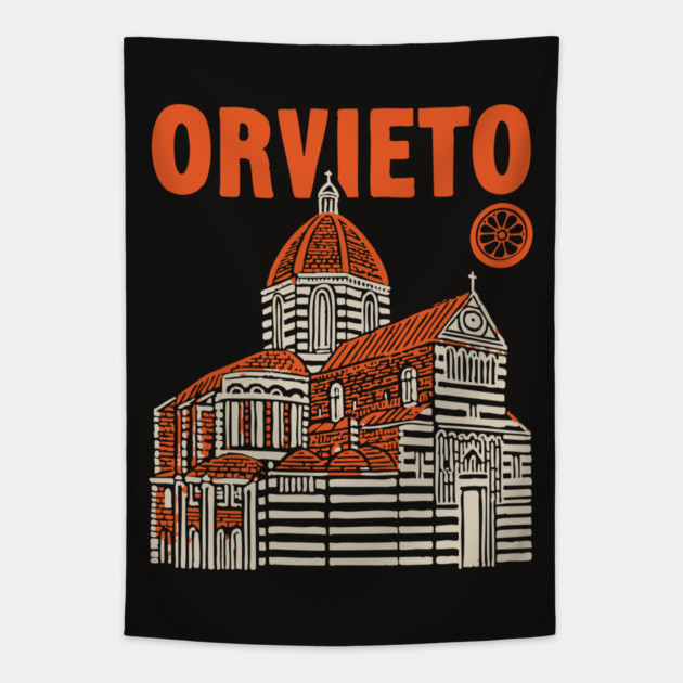 Orvieto Italy - Vintage Graphic Travel Poster Tapestry by TuncGK