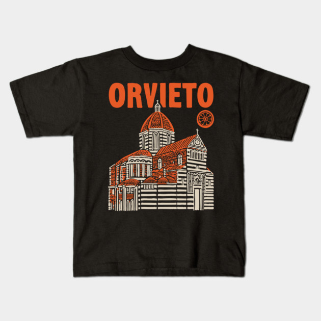 Orvieto Italy - Vintage Graphic Travel Poster Kids T-Shirt by TuncGK