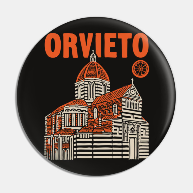 Orvieto Italy - Vintage Graphic Travel Poster Pin by TuncGK