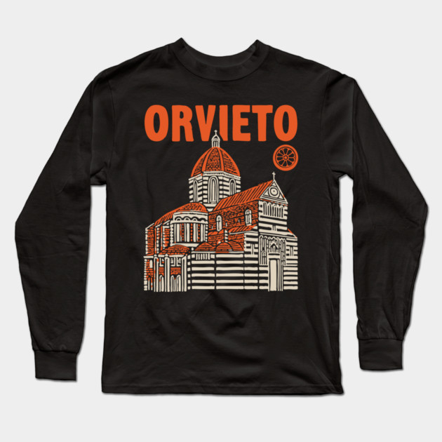 Orvieto Italy - Vintage Graphic Travel Poster Long Sleeve T-Shirt by TuncGK