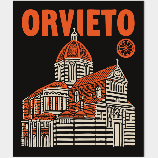 Orvieto Italy - Vintage Graphic Travel Poster Wall Art by TuncGK