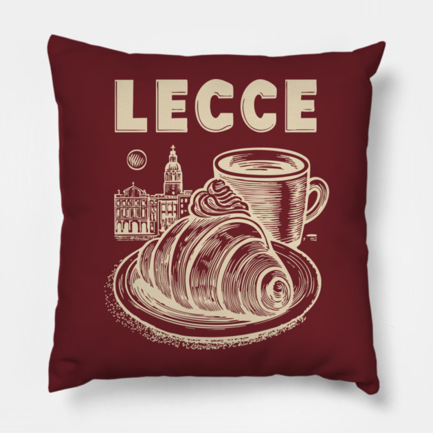 Lecce Italy - Minimalist Breakfast Linework Pillow by TuncGK