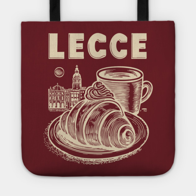Lecce Italy - Minimalist Breakfast Linework Tote by TuncGK