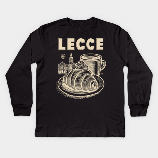 Lecce Italy - Minimalist Breakfast Linework Kids Long Sleeve T-Shirt by TuncGK