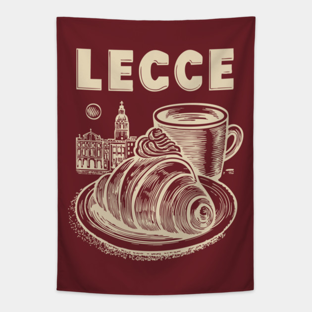 Lecce Italy - Minimalist Breakfast Linework Tapestry by TuncGK