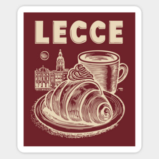Lecce Italy - Minimalist Breakfast Linework Magnet