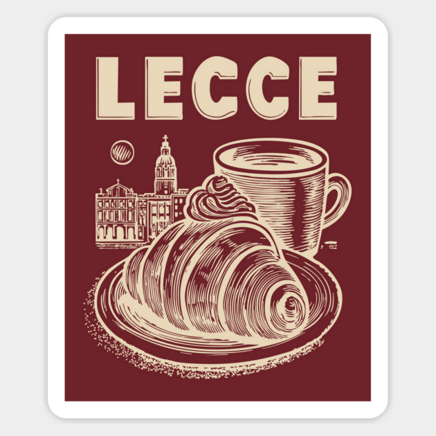 Lecce Italy - Minimalist Breakfast Linework Magnet by TuncGK