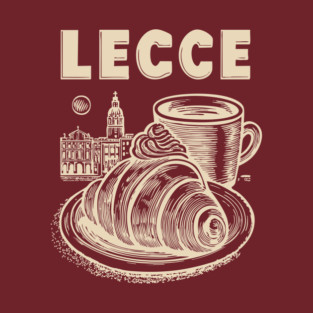 Lecce Italy - Minimalist Breakfast Linework T-Shirt