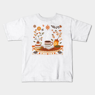 Retro Coffee Reading Time books Kids T-Shirt