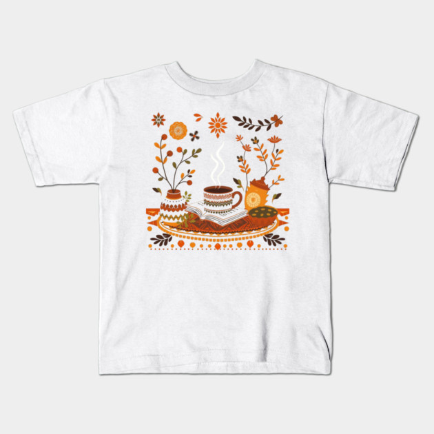Retro Coffee Reading Time books Kids T-Shirt by SR8891