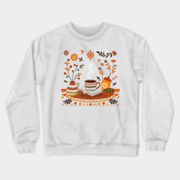 Retro Coffee Reading Time books Crewneck Sweatshirt by SR8891