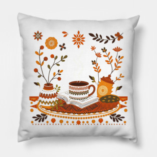 Retro Coffee Reading Time books Pillow