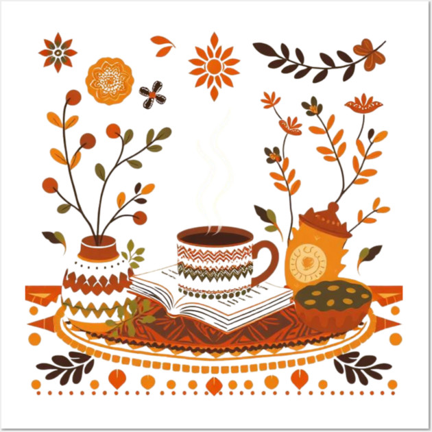 Retro Coffee Reading Time books Wall Art by SR8891