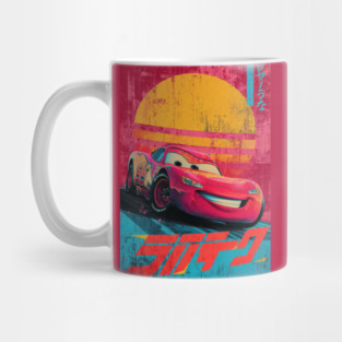 Retro Sunset Lightning McQueen Poster Mug