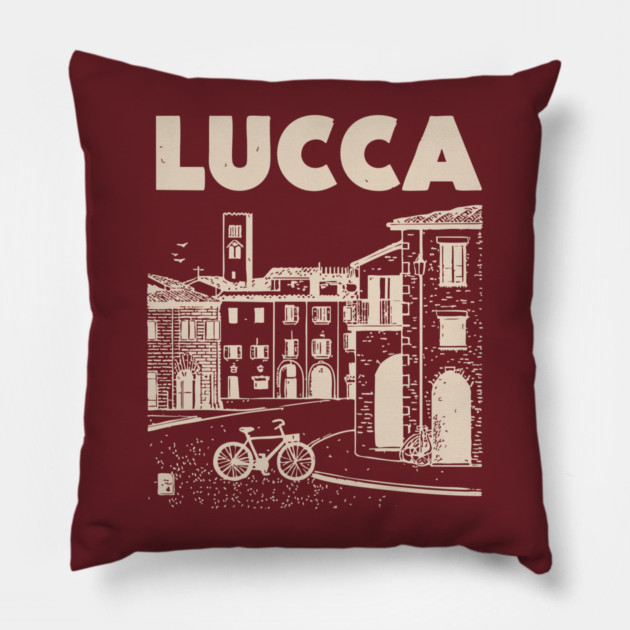 Lucca Italy - Vintage Graphic Travel Poster Pillow by TuncGK