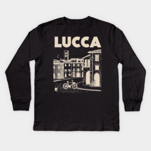 Lucca Italy - Vintage Graphic Travel Poster Kids Long Sleeve T-Shirt