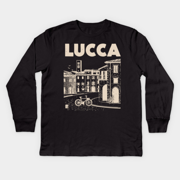 Lucca Italy - Vintage Graphic Travel Poster Kids Long Sleeve T-Shirt by TuncGK