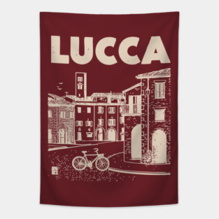 Lucca Italy - Vintage Graphic Travel Poster Tapestry