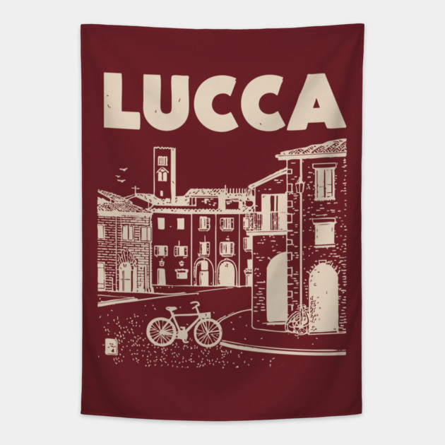 Lucca Italy - Vintage Graphic Travel Poster Tapestry by TuncGK